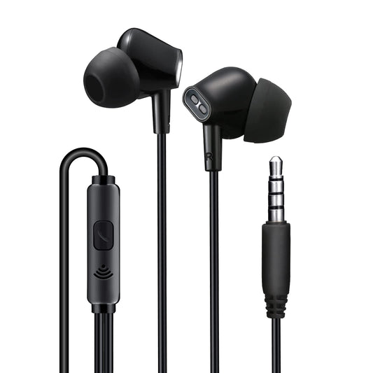 Premium 3.5mm Wired In-Ear Earphones with HD Microphone & Single-Button Control for Clear Calls, Deep Bass Gaming & Music (Black)
